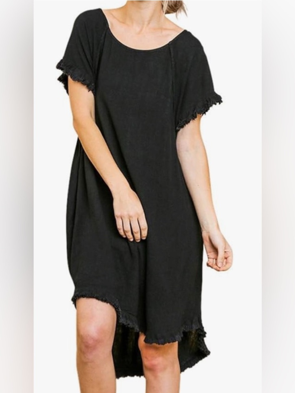 Umgee 2x Black Fringe Sleeve Shift Dress